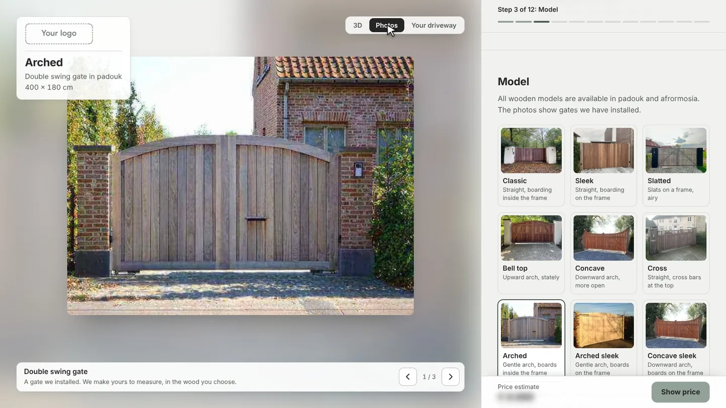 A photo of an installed gate in the configurator